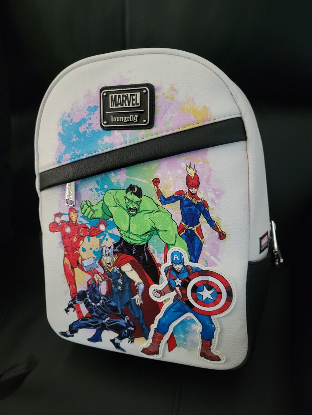 Disney Parks The Avengers Loungefly White Superhero Patch Mini Backpack, NWT